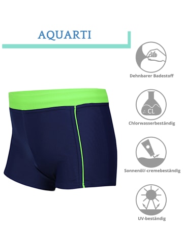 Aquarti Jungen Kinder Badehose Seitliche Paspel in grün