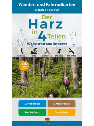 Schmidt-Buch-Verlag Landkarte -  Der Harz in 4 Teilen. Wander- und Fahrradkartenset 1 : 30 000