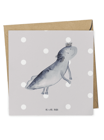 Mr. & Mrs. Panda Deluxe Karte Axolotl Schwimmen ohne Spruch in Grau Pastell