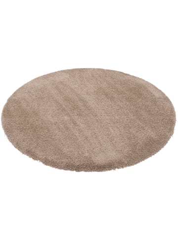 Snapstyle Luxus Hochflor Langflor Teppich Harmony Rund in Taupe