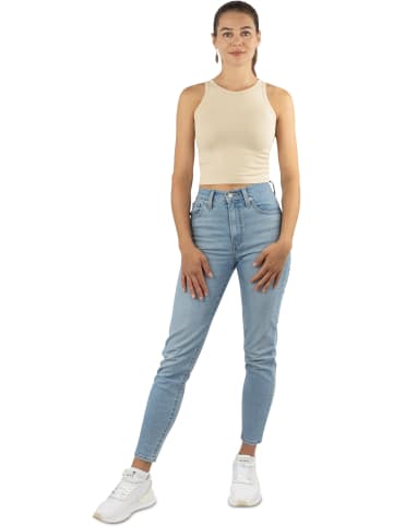 Janice 2 x Damen crop Top hochgeschlossen Niah in Beige