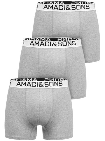 Amaci&Sons 3er Pack Boxershorts DUSTIN in Hellgrau/Weiß