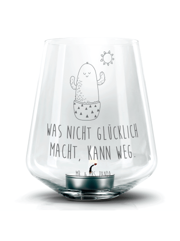 Mr. & Mrs. Panda Gravur Windlicht Kaktus Sonne mit Spruch in Transparent