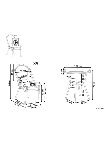 Beliani 5-tlg Gartentisch Set RIFREDDO in Grau/Braun