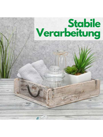 Novaliv Novaliv 3x Holzkiste Vintage Weiß 30 x 25 x 8 cm Alte Ziegelform Holz in Weiß
