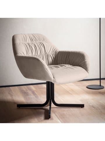 KADIMA DESIGN Loungesessel Samt Design Clubsessel mit Metallbeine, in Beige