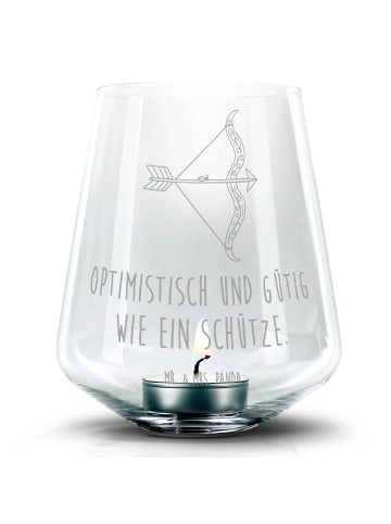 Mr. & Mrs. Panda Kerzenhalter Glas Sternzeichen Schütze mit Spruch in Transparent