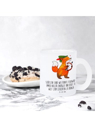 Mr. & Mrs. Panda Teetasse Schütze Astrologie mit Spruch in Transparent