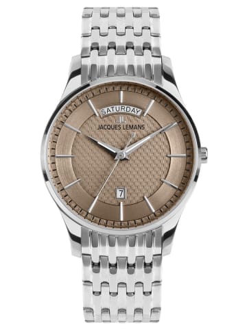 Jacques Lemans Herren-Armbanduhr Quarz Stahl/Braun