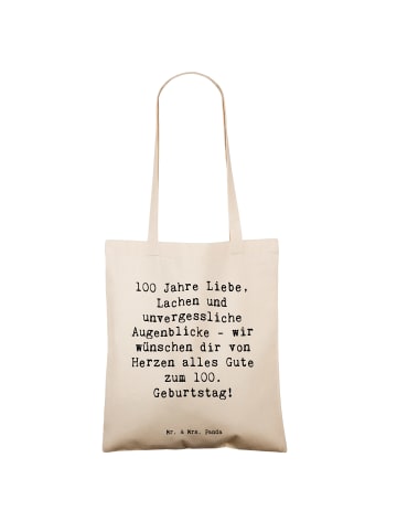 Mr. & Mrs. Panda Tasche Spruch 100. Geburtstag mit Spruch in Creme