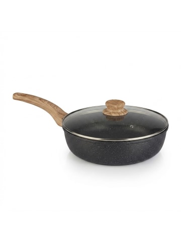 relaxdays Schmorpfanne in Schwarz/ Natur - Ø 28 cm