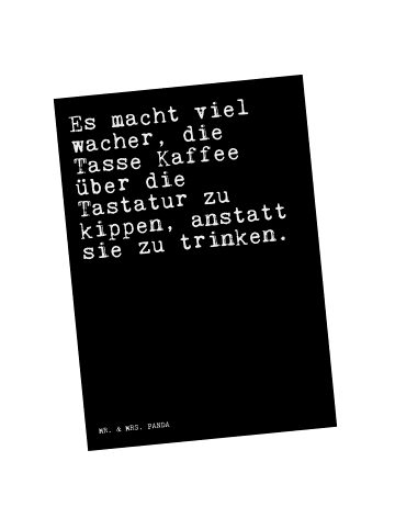 Mr. & Mrs. Panda Ansichtskarte Es macht viel wacher,... mit Spruch in Schwarz