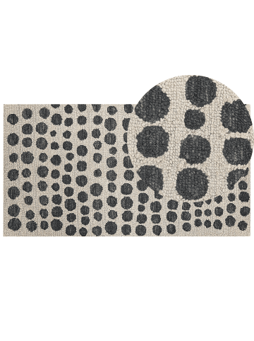 Beliani Geflochtener Teppich HAVRAN in Schwarz/Beige - (W) 80 x (H) 1,5 x (L) 150 cm