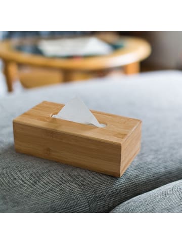 relaxdays 2 x Kosmetiktücherbox in Natur - (B)24,5 x (H)8,5 x (T)13,5 cm