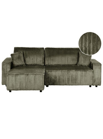 Beliani Schlafsofa ABACKA in Grün/Schwarz - (W) 247 x (H) 90 x (L) 147 cm rechtsseitig