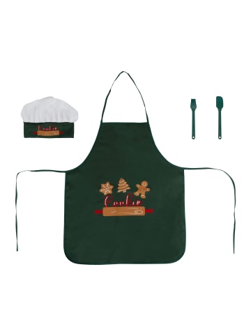 5five Simply Smart Weihnachtskinderschürze mit Mütze und Zubehör in Grün, (H) 60 x (L) 50 cm