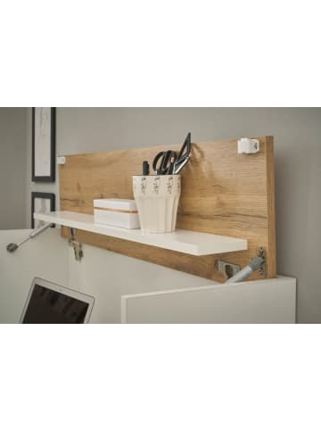 Furn.Design Wohnwand weiß, Eiche Wotan 370 cm, Wohnkombination mit Sekretär