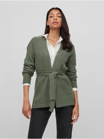 Vila Feinstrick Cardigan Stretch Jacke mit Gürtel VIFELO in Grün