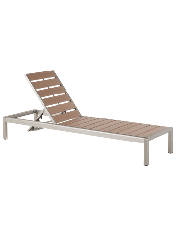 Beliani Gartenliege NARDO in Braun/Silber - (W) 64 x (H) 29 x (L) 198 cm