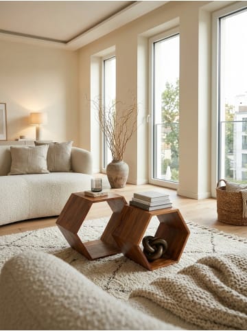 KADIMA DESIGN Beistelltisch 2er Set Massivholz Design Wohnzimmertisch,