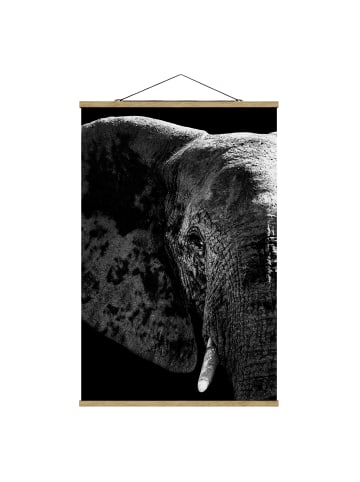WALLART Stoffbild mit Posterleisten - Afrikanischer Elefant in Schwarz-Weiß