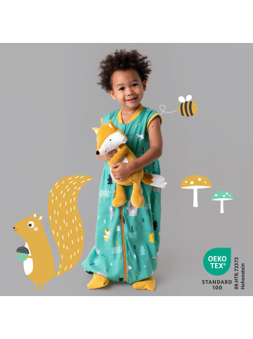 Schlummersack Bio Schlafsack mit Füßen und umklappbaren Bündchen 1.0 TOG in Orange