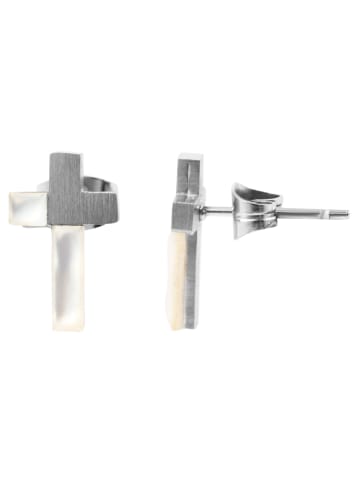 Adeliás Damen Halskette mit Anhänger – Kreuz aus Edelstahl in silber