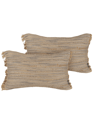 Beliani 2-tlg Dekokissen LEDUM in Beige