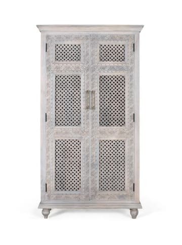 Giner y Colomer 2-türiger Kleiderschrank aus massivem Mangoholz mit gealtertem Finish in White