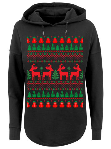 F4NT4STIC Oversized Hoodie Christmas Reindeers Weihnachten Muster in schwarz