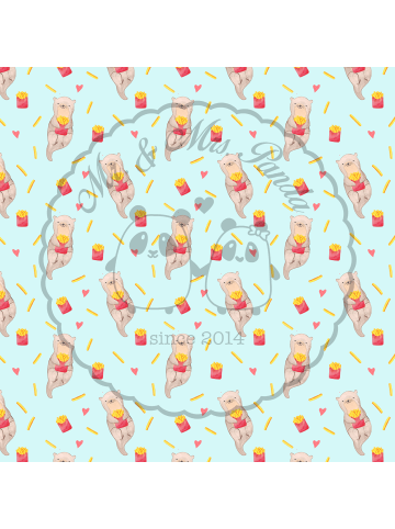 Mr. & Mrs. Panda Kissen 40x40 Otter Pommes ohne Spruch in Türkis