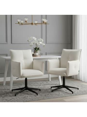 DUBI Möbel 2er-Set: Bürostuhl Mika-Till in Creme - (B)60 x (H)85 x  (T)63 cm