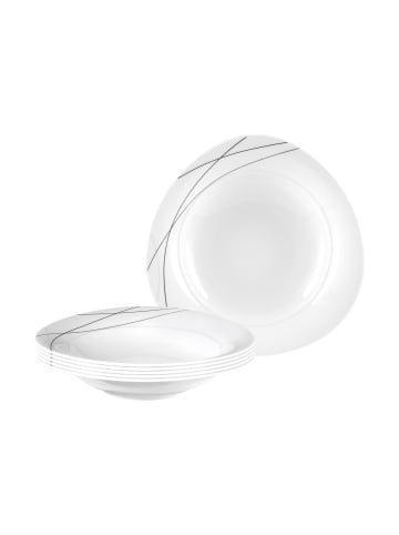 Seltmann Weiden 6er Set Suppenteller Trio Highline in Weiß-Grau ø 23,6 cm in weiß-grau