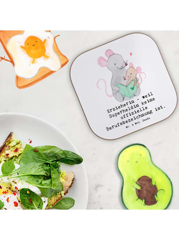 Mr. & Mrs. Panda Untersetzer Gläser Erzieherin Superheldin mit S... in Weiß