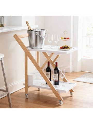 relaxdays Servierwagen in Weiß/ Natur - (B)44 x (H)70 x (T)39,5 cm
