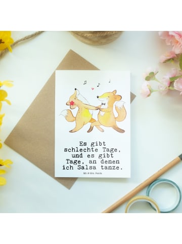 Mr. & Mrs. Panda Grußkarte Füchse Salsa tanzen mit Spruch in Weiß