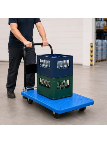 relaxdays Transportwagen in Blau - 300 kg