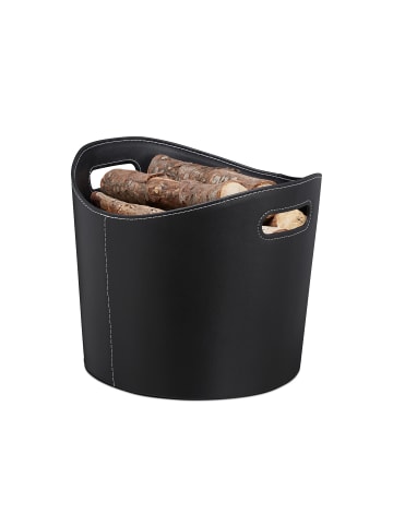relaxdays Kaminholzkorb L in Schwarz
