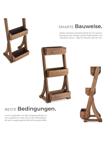 tectake Vertikalbeet Flora, lackiertes Holz, inkl. Pflanzvlies