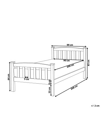 Beliani Einzelbett GIVERNY in Braun - (W) 99 x (H) 83 x (L) 208 cm