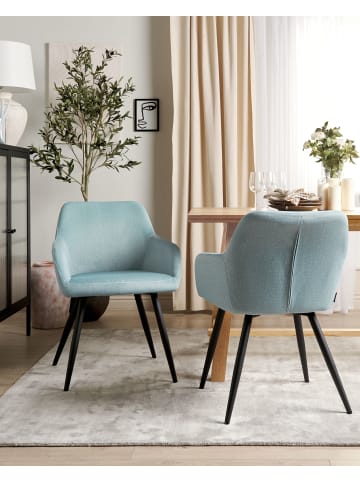 Beliani 2er-Set Esszimmerstuhl CASMALIA in Blau/Schwarz