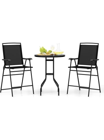 COSTWAY Bistrotisch 3 tlg. Set in Schwarz
