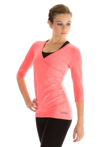 Winshape 3/4-Arm Shirt in Wickeloptik WS3 in neon coral