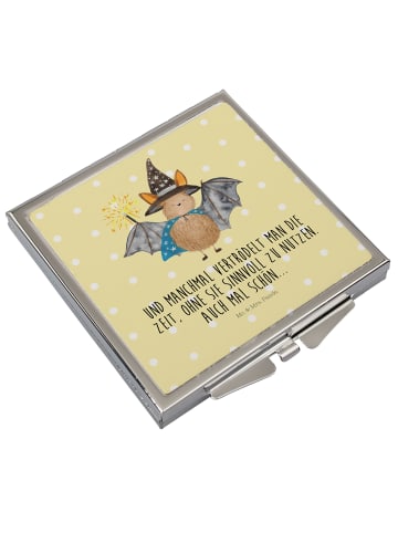 Mr. & Mrs. Panda Kosmetikspiegel Fledermaus Zauberer mit Spruch in Gelb Pastell
