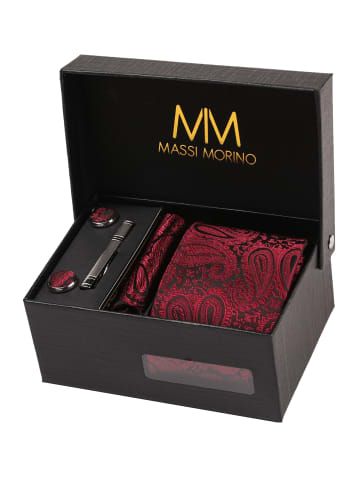 Massi Morino  Krawatten-Set in Paisley Weinrot