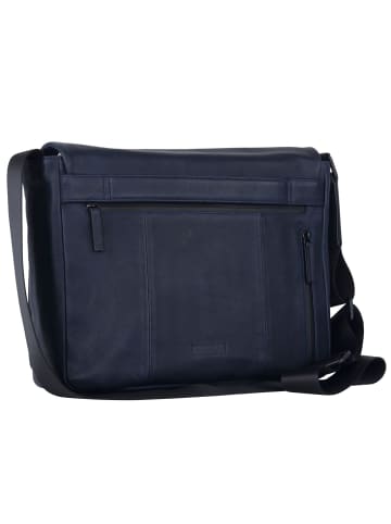 Leonhard Heyden Den Haag Messenger Leder 37 cm Laptopfach blau