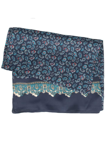 BREITER Seidenschal in blau