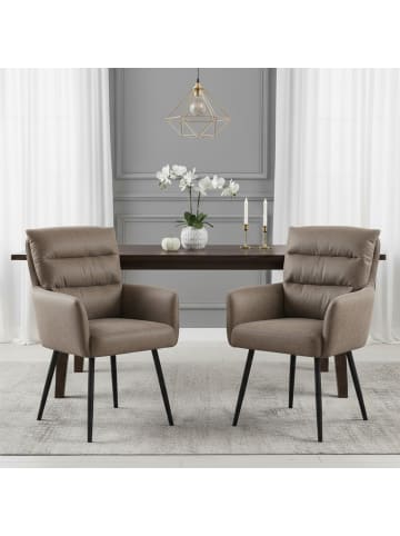 DUBI Möbel 2er-Set: Esszimmerstuhl Mika-Yann in Taupe - (B)59 x (H)94 x  (T)66 cm