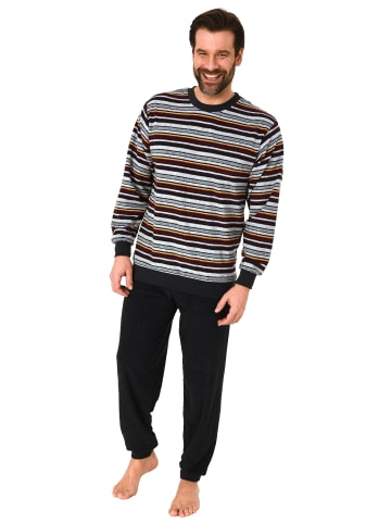 NORMANN Frottee Pyjama Schlafanzug Bündchen und Rundhals - 68271 in gelb