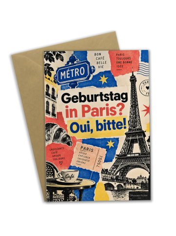 Billet Eiffelturm modern Design mit Spruch in Weiß